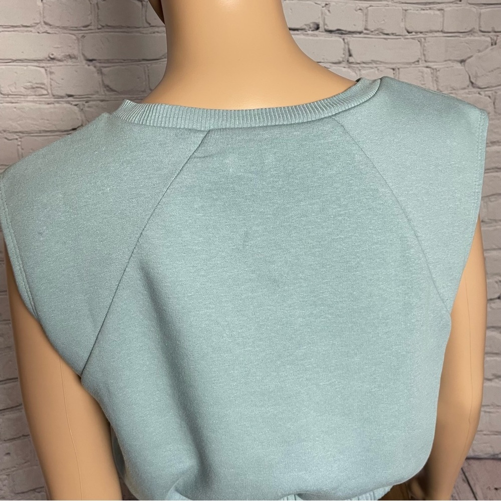 NWT New Zara Cropped Baby Blue Sleeveless Sweatshirt Size M - Picture 11 of 11